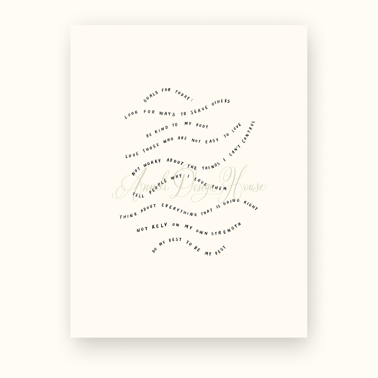 8"x10" Goals For Today Print