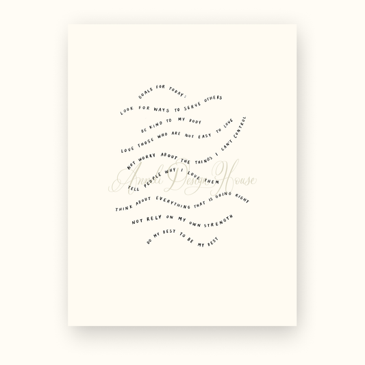 8"x10" Goals For Today Print