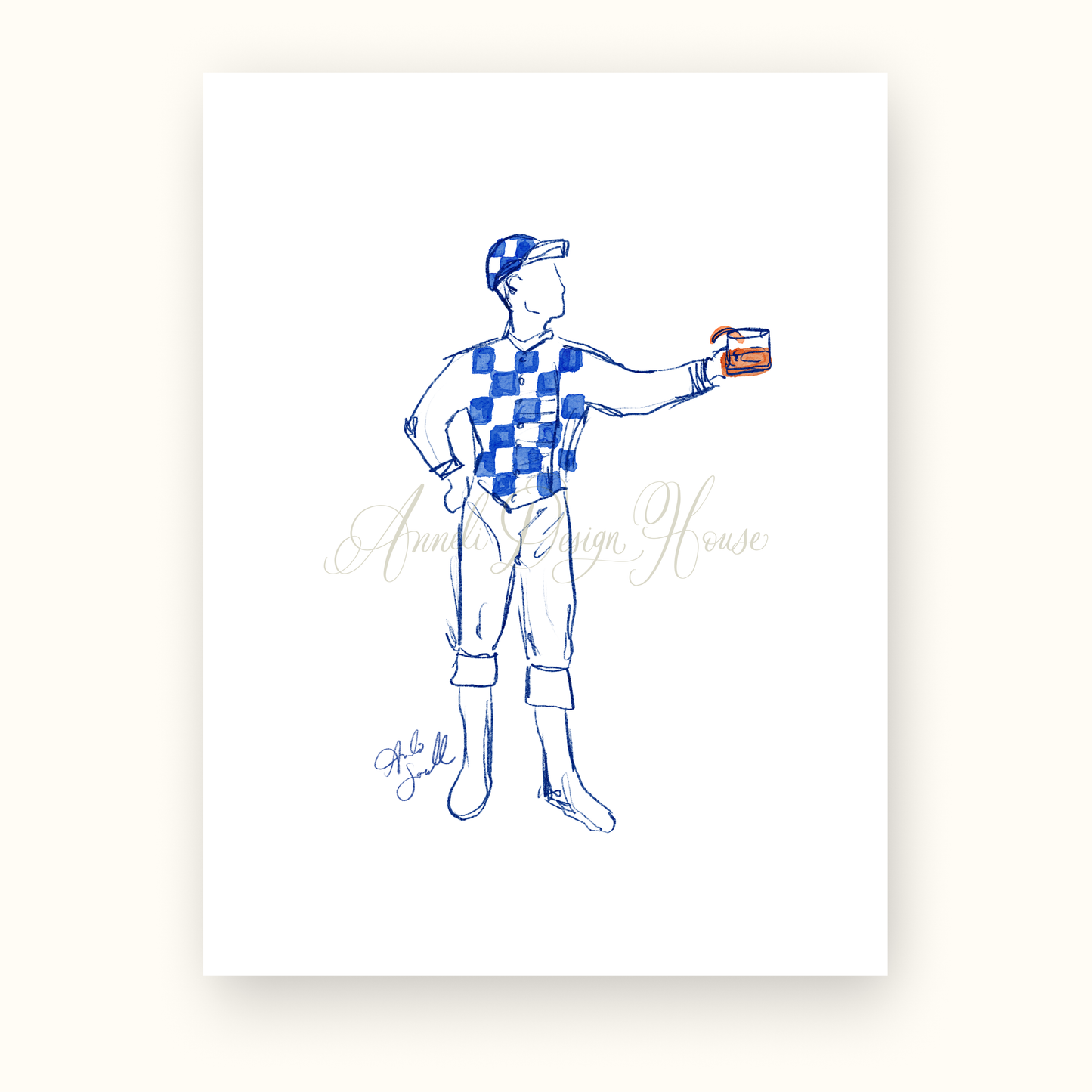 8"x10" Blue Old Fashioned Jocktail Print